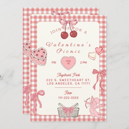 Galentines Day Picnic Einladung (Vorne/Hinten)