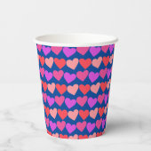 Galentines Day Pink Red Hearts Bold Retro Groovy Pappbecher (Rückseite)