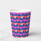 Galentines Day Pink Red Hearts Bold Retro Groovy Pappbecher (Links)
