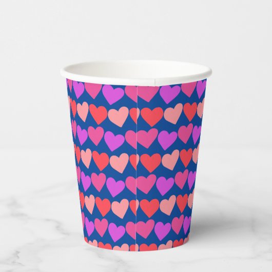 Galentines Day Pink Red Hearts Bold Retro Groovy Pappbecher (Rechts)