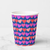 Galentines Day Pink Red Hearts Bold Retro Groovy Pappbecher (Vorderseite)
