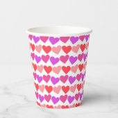 Galentines Day Pink Red Hearts Bold Retro Groovy Pappbecher (Rückseite)