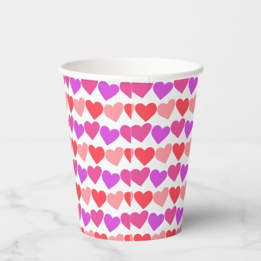 Galentines Day Pink Red Hearts Bold Retro Groovy Pappbecher (Rechts)