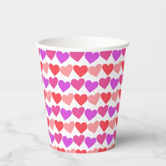 Galentines Day Pink Red Hearts Bold Retro Groovy Pappbecher (Vorderseite)