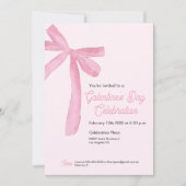 Galentine's day Pink Ribbon Bow Girly modern Einladung (Vorderseite)