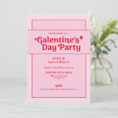 Galentine's Day Red Pink Party Trendy Cool Einladung (Stehend Vorderseite)