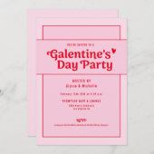 Galentine's Day Red Pink Party Trendy Cool Einladung (Vorne/Hinten)