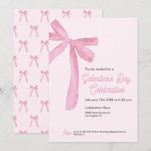 Galentine's Day Rosa Schleifenband Girly modern Einladung