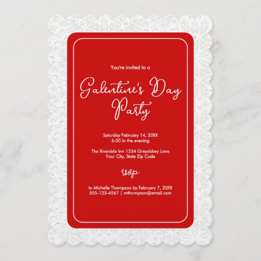 Galentine's Day Rote Party Einladung (Vorderseite)