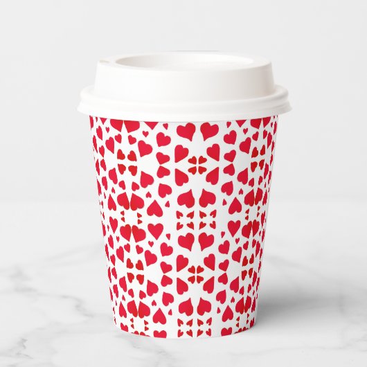 Galentines Day Script Red Hearts Pattern Party Pappbecher (Rückseite)
