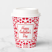 Galentines Day Script Red Hearts Pattern Party Pappbecher (Vorderseite)