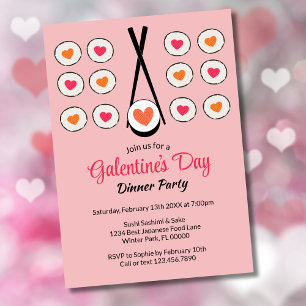 Galentine's Day Sushi-Abendparty zum Valentinstag Einladung