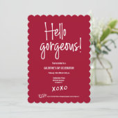 Galentine's Day xoxo Rot Hallo wunderbar! Einladung (Stehend Vorderseite)