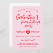 Galentine's Favorite Things Party Valentins Einladung (Vorne/Hinten)