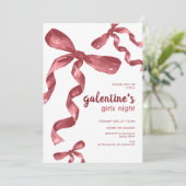 Galentines Girls Night Party Bow Einladung (Stehend Vorderseite)