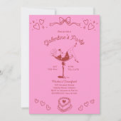 Galentines Girls Night Party Hand Drawn Pink Red  Einladung (Vorderseite)