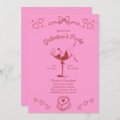 Galentines Girls Night Party Hand Drawn Pink Red Einladung (Vorne/Hinten)
