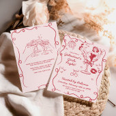 Galentines Girls Night Party Handgezeichnet Rosa Einladung