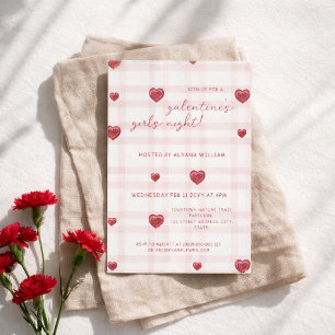 Galentines Girls Night Party Minimal Herz Rosa Einladung