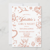 Galentine's Girl's Night Valentine's Day Party Einladung (Vorderseite)