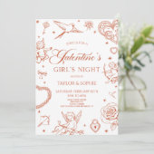 Galentine's Girl's Night Valentine's Day Party Einladung (Stehend Vorderseite)