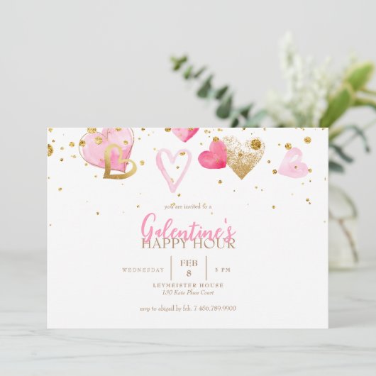 Galentine's Happy Hour Einladung (Stehend Vorderseite)