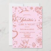 Galentine's Mädchenabend Valentinstag Party Einladung (Vorderseite)