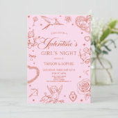 Galentine's Mädchenabend Valentinstag Party Einladung (Stehend Vorderseite)