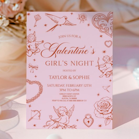 Galentine's Mädchenabend Valentinstag Party Einladung
