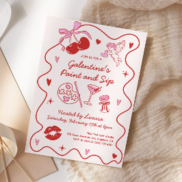 Galentines Malen und Trinken Mädchen Valentinstag Einladung