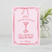 Galentine's Martini Whimsical Girly Red and Pink Karte (Stehend Vorderseite)