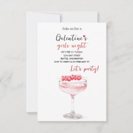 Galentines Party Invitation | Pink Cocktail RSVP Karte