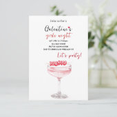 Galentines Party Invitation | Pink Cocktail RSVP Karte (Stehend Vorderseite)