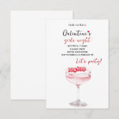 Galentines Party Invitation | Pink Cocktail RSVP Karte (Vorne/Hinten)