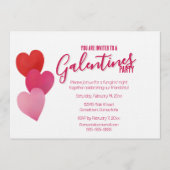 Galentines-Party mit 3 Herzen Einladung (Vorderseite)