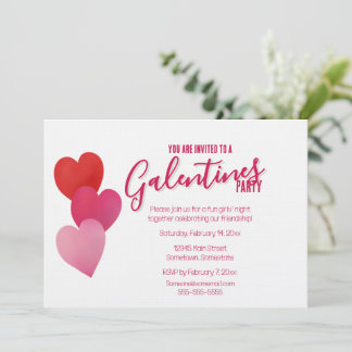 Galentines Party with 3 Hearts Einladung