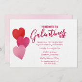 Galentines Party with 3 Hearts Einladung (Vorne/Hinten)
