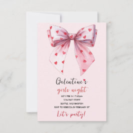 Galentines Pink Bow Party Invitation  RSVP Karte