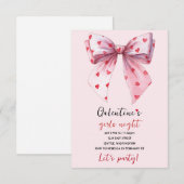 Galentines Pink Bow Party Invitation  RSVP Karte (Vorne/Hinten)