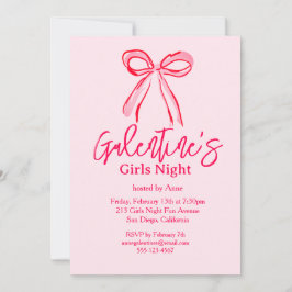 Galentine's Pink Red Hand Drawn Girls Night Party Einladung