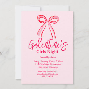 Galentine's Pink-Rot-Handgezeichnete Mädchen-Abend Einladung