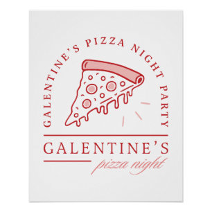 Galentines Pizza Party Girls Valentines Ästhetik Poster
