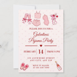 Galentines-Pyjama-Party Mädchen Valentinstag Einladung