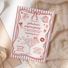 Galentines-Pyjama-Party Mädchen Valentinstag-Party Einladung