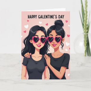 Galentines-Tag-Karte in Rosa Karte
