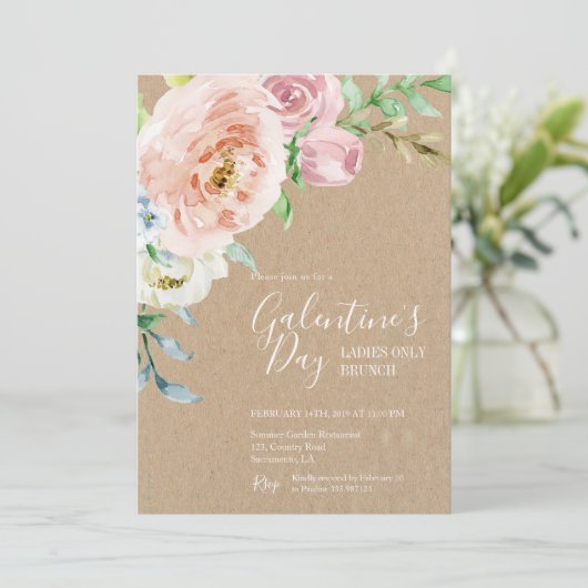 Galentines Tagesdamen-Bruncheinladung Einladung (Stehend Vorderseite)