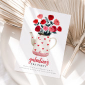 Galentine's Tea Party Teapot Floral  Invitation Einladung