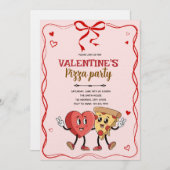Galentines valentine retro pizza invitation einladung (Vorne/Hinten)