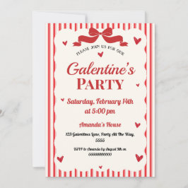 Galentines Valentines Party Coquette Bow Rotes Her Einladung
