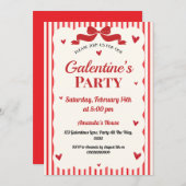 Galentines Valentines Party Coquette Bow Rotes Her Einladung (Vorne/Hinten)